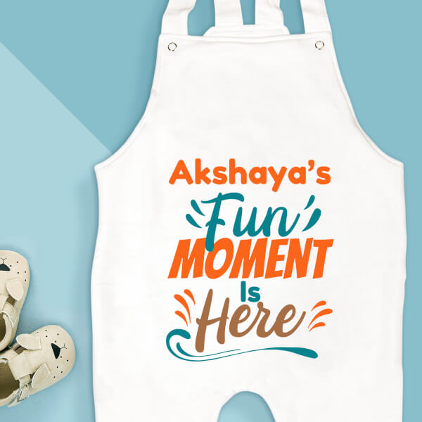 Custom Fun Moment of Baby is Here Milestone Collection Dungaree Design