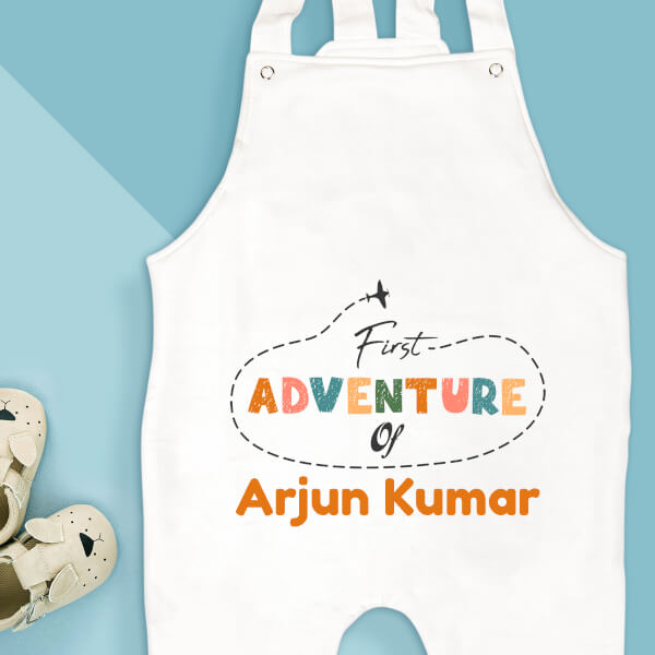 Custom First Adventure of The Baby Milestone Collection Dungaree Design