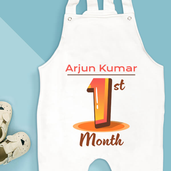 Custom 1st Month of The Baby Monthly Birthday Dungaree Design