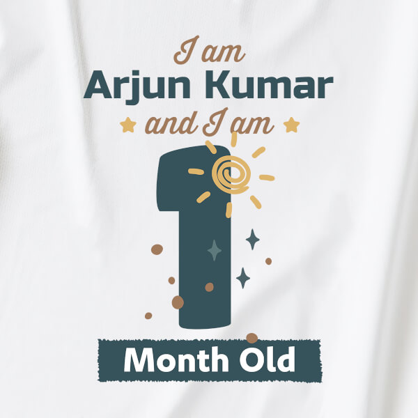 Custom I Am 1 Month Old Baby Monthly Birthday Dungaree Design