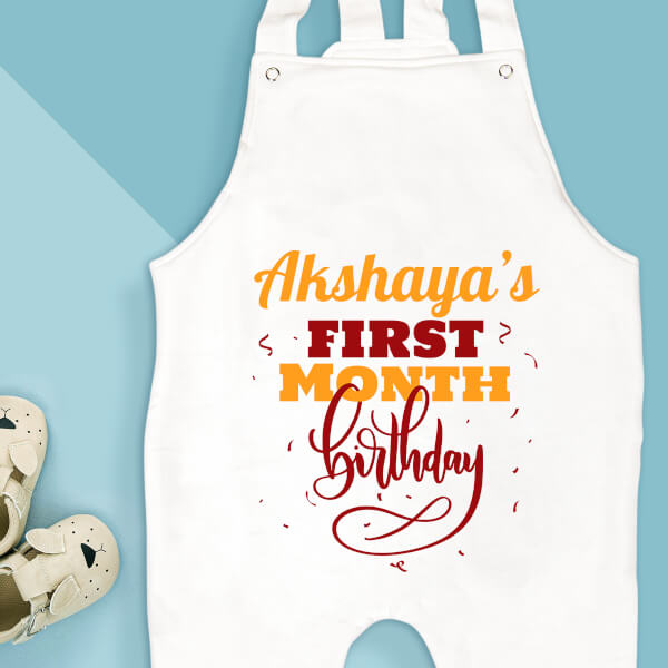 Custom First Month Birthday Monthly Birthday Dungaree Design