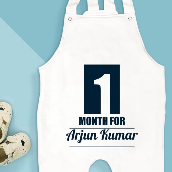 Custom 1 Month For The Baby Monthly Birthday Dungaree Design