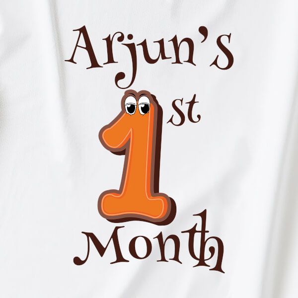 Custom 1st Month of The Baby with Joyful Eyes Monthly Birthday Dungaree Design