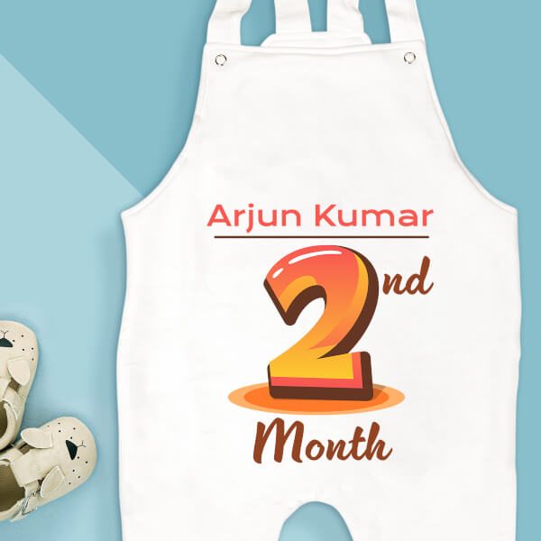 Custom 2nd Month of The Baby Monthly Birthday Dungaree Design