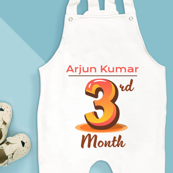 Custom 3rd Month of The Baby Monthly Birthday Dungaree Design