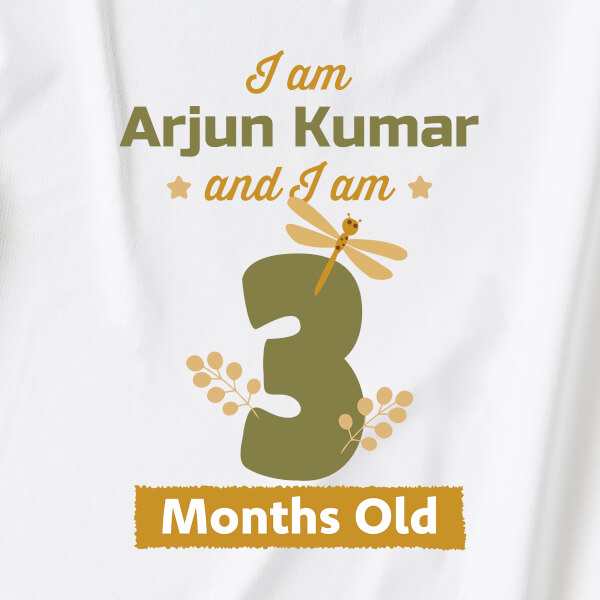 Custom I Am 3 Months Old Baby Monthly Birthday Dungaree Design