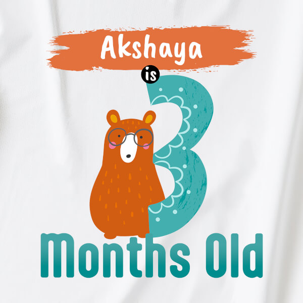 Custom Baby is 3 Months Old Monthly Birthday Dungaree Design