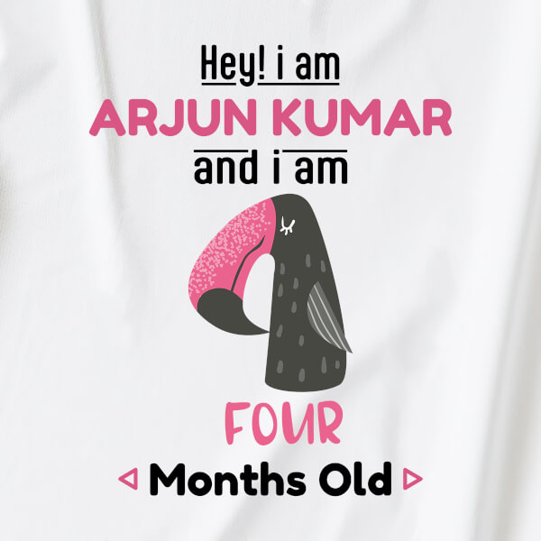 Custom Hey I Am 4 Months Old Baby Monthly Birthday Dungaree Design