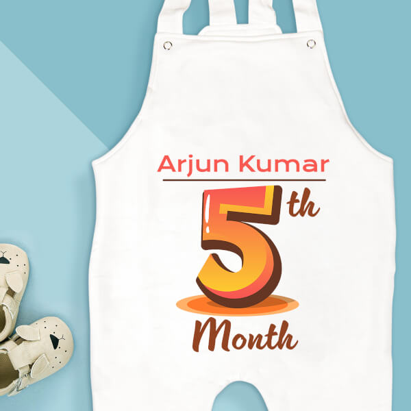 Custom 5th Month of The Baby Monthly Birthday Dungaree Design