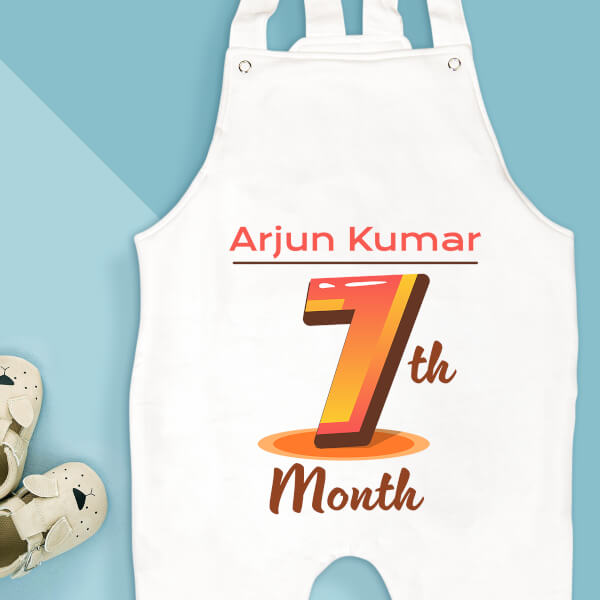 Custom 7th Month of The Baby Monthly Birthday Dungaree Design