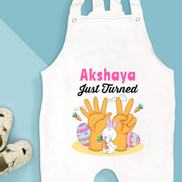 Custom Just Turned 7 Monthly Birthday Dungaree Design