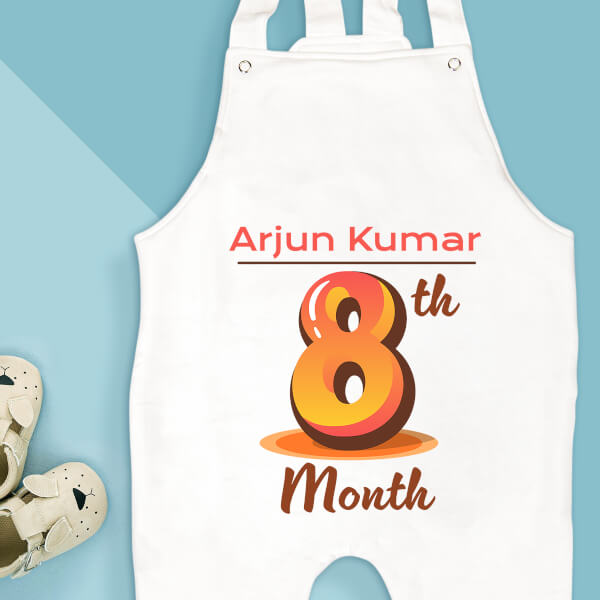 Custom 8th Month of The Baby Monthly Birthday Dungaree Design