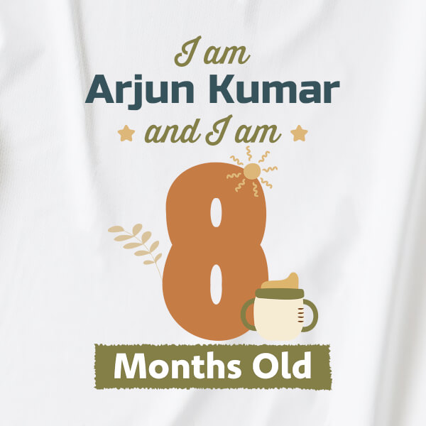 Custom I Am 8 Months Old Baby Monthly Birthday Dungaree Design