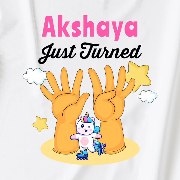 Custom Just Turned 9 Monthly Birthday Dungaree Design