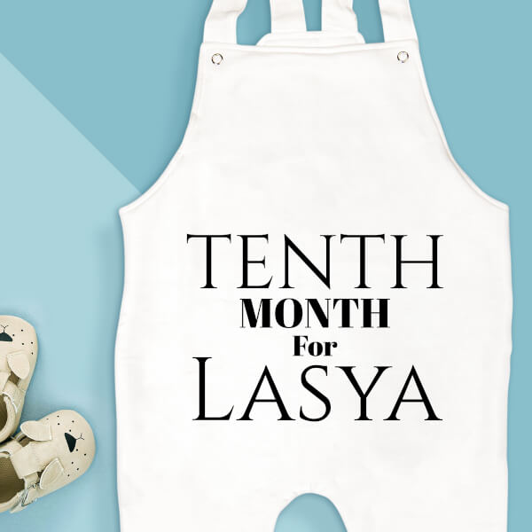 Custom Tenth Month For The Baby Monthly Birthday Dungaree Design