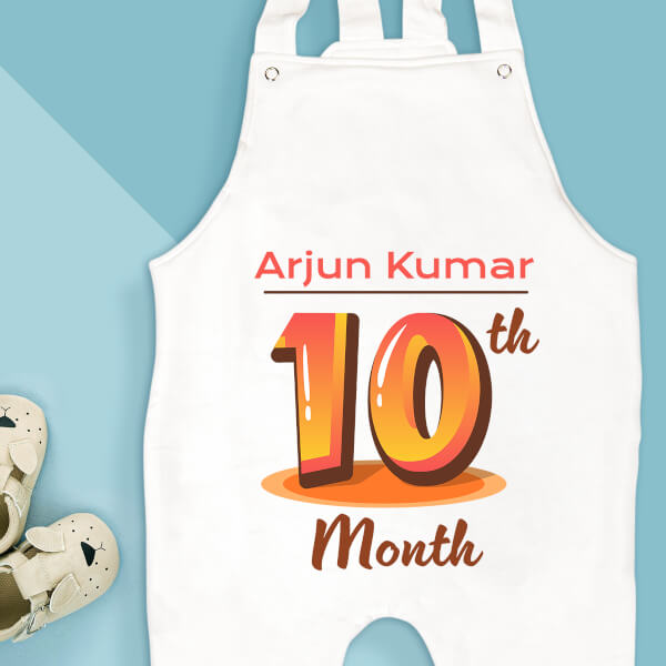 Custom 10th Month of The Baby Monthly Birthday Dungaree Design