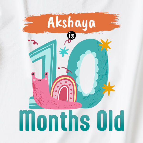 Custom Baby is 10 Months Old Monthly Birthday Dungaree Design