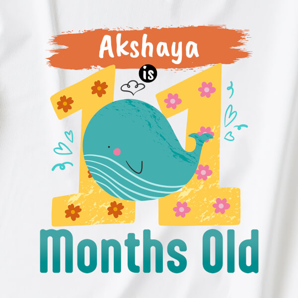 Custom Baby is 11 Months Old Monthly Birthday Dungaree Design