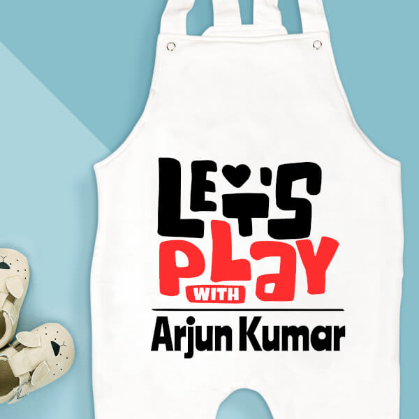 Custom Lets Play With The Baby New Born Dungaree Design