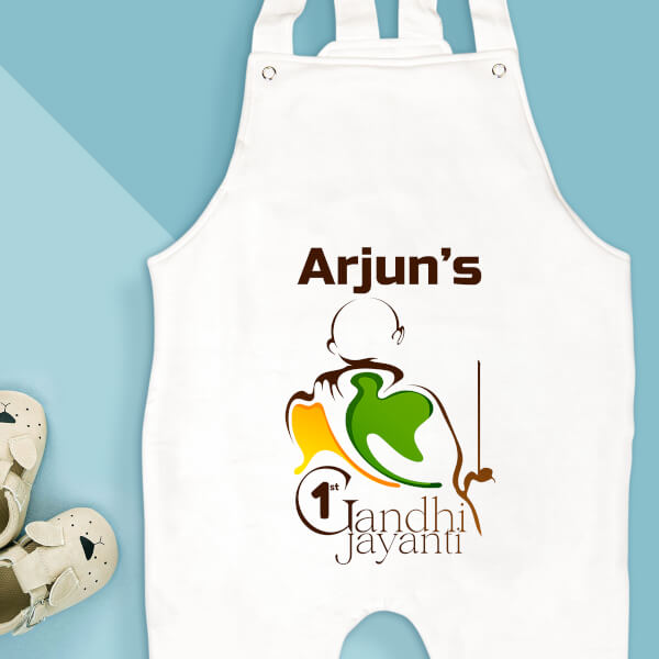 Custom 1st Gandhi Jayanti For The Baby Special Days Dungaree Design