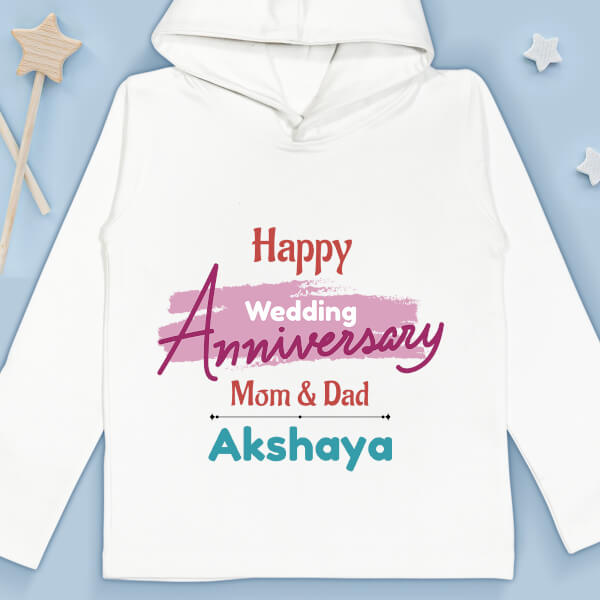 Custom Paint Brush Styled Happy Wedding Anniversary Wishes From The Kid Milestone Collection Hoodie Design