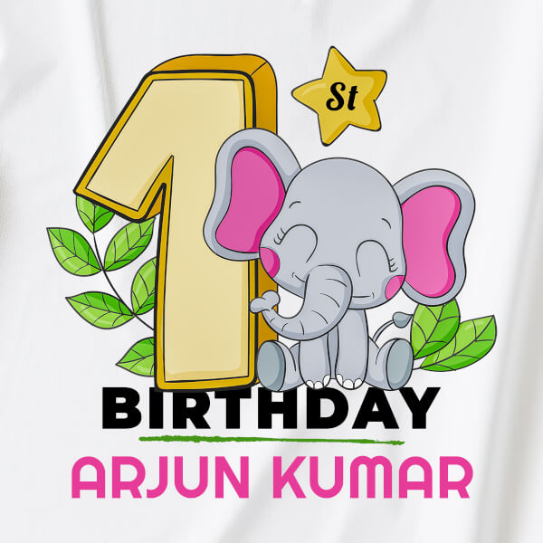 Custom 1st Birthday For The Baby with Adorable Baby Elephant Yearly Birthday Hoodie Design