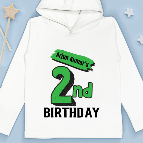 Custom 2nd Birthday of The Kid Paint Brush Styled Yearly Birthday Hoodie Design