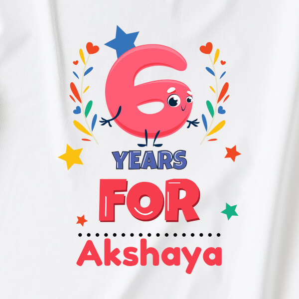 Custom Kid is 6 Years Old with Stars and Hearts Yearly Birthday Hoodie Design