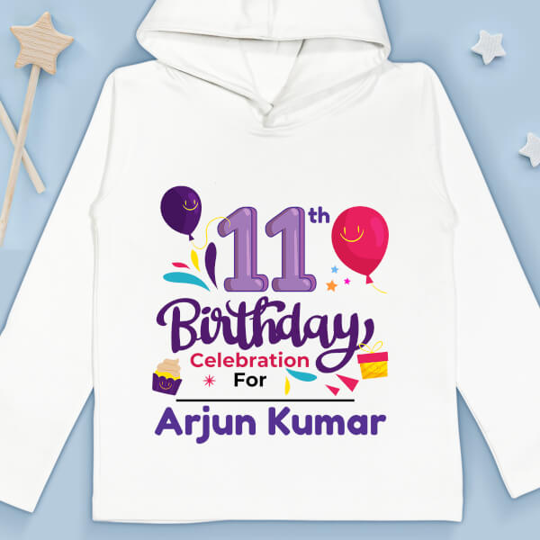 Custom 11th Birthday Celebration For The Kid Yearly Birthday Hoodie Design