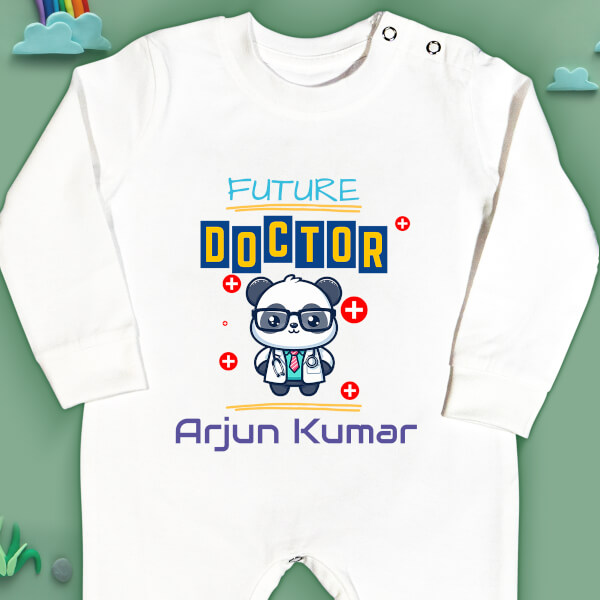 Custom The Future Doctor Cute Baby Panda Future Heros Jumpsuit Design