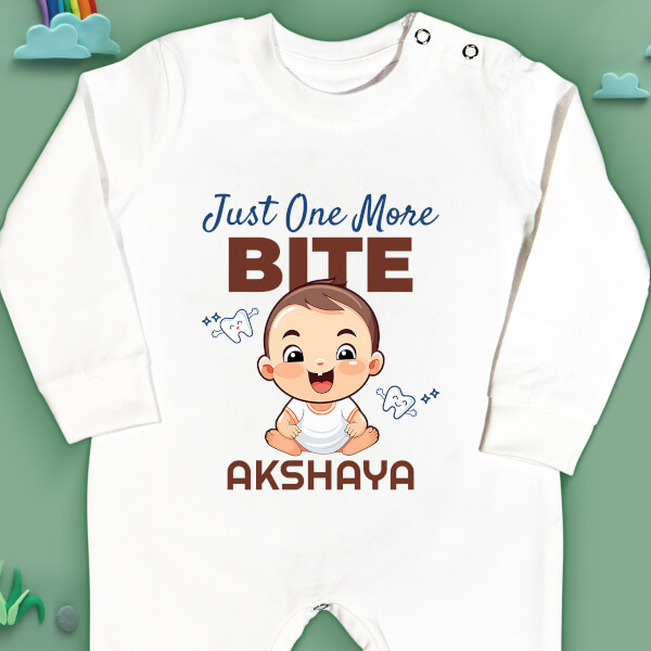 Custom Just One More Bite Milestone Collection Jumpsuit Design