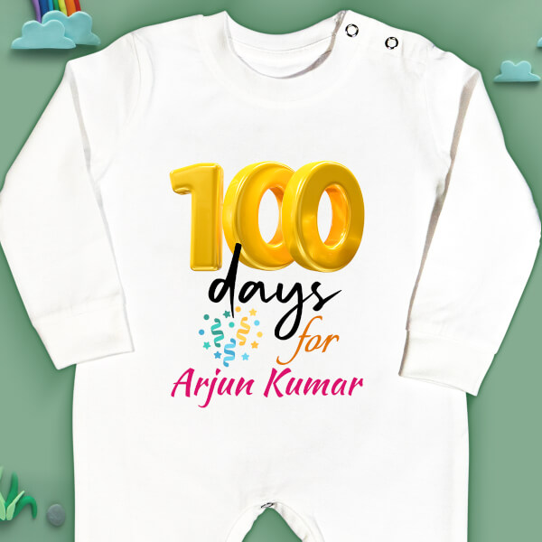 Custom 100 Days For The Baby Milestone Collection Jumpsuit Design