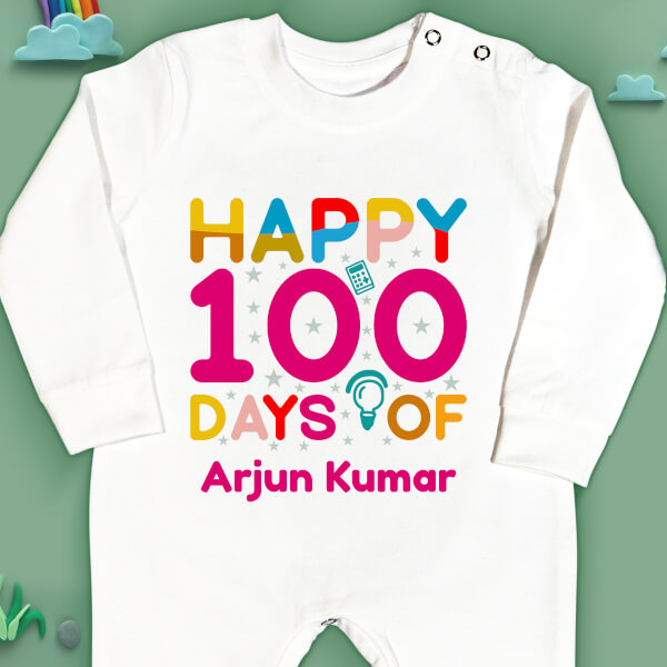 Custom Happy 100 Days of The Baby Milestone Collection Jumpsuit Design
