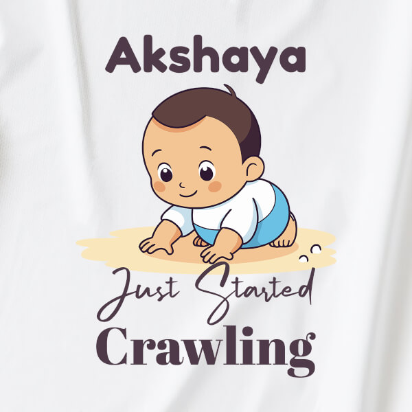 Custom Just Started Crawling Milestone Collection Jumpsuit Design