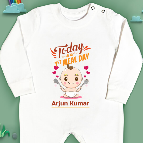 Custom Today is My 1st Meal Milestone Collection Jumpsuit Design