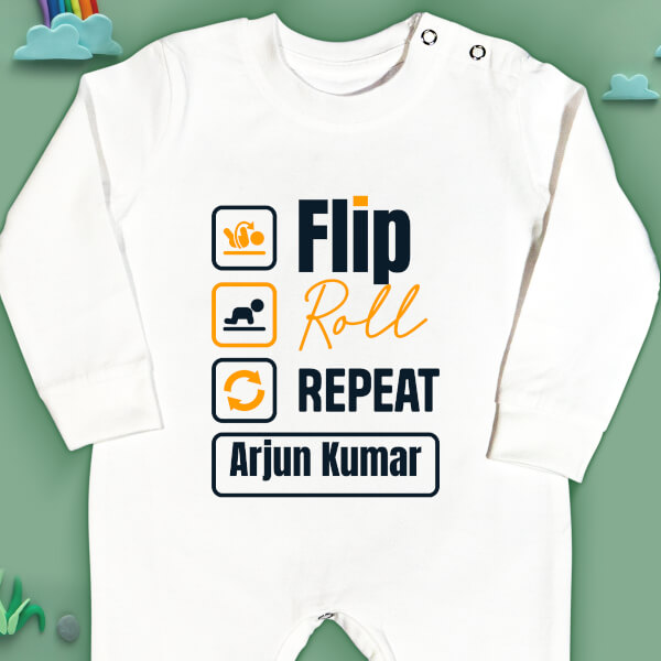 Custom Flip Roll Repeat Milestone Collection Jumpsuit Design