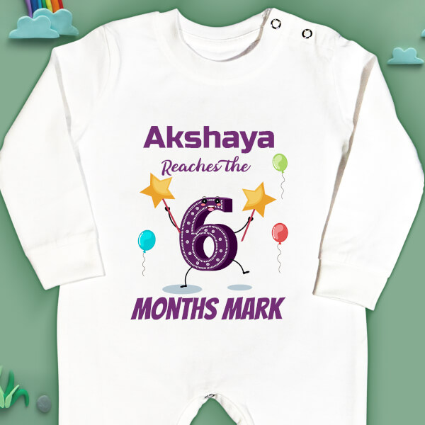 Custom Baby Reaches The 6 Months Mark Milestone Collection Jumpsuit Design