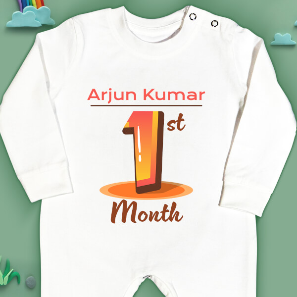 Custom 1st Month of The Baby Monthly Birthday Jumpsuit Design