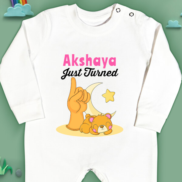 Custom Just Turned 1 Monthly Birthday Jumpsuit Design