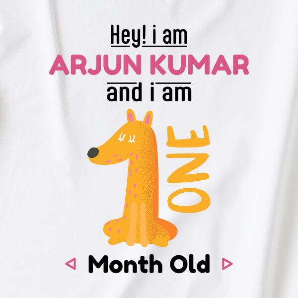 Custom Hey I Am 1 Month Old Baby Monthly Birthday Jumpsuit Design