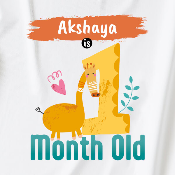 Custom Baby is 1 Month Old Monthly Birthday Jumpsuit Design