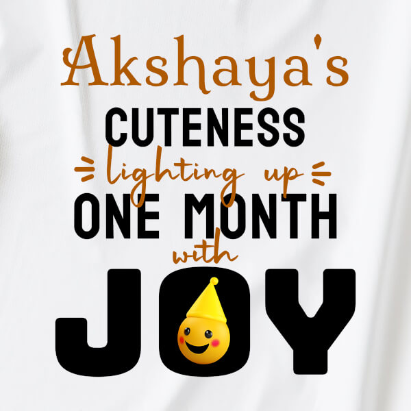 Custom Cuteness Lighting Up with Joy and 1 Month For The Kid Monthly Birthday Jumpsuit Design