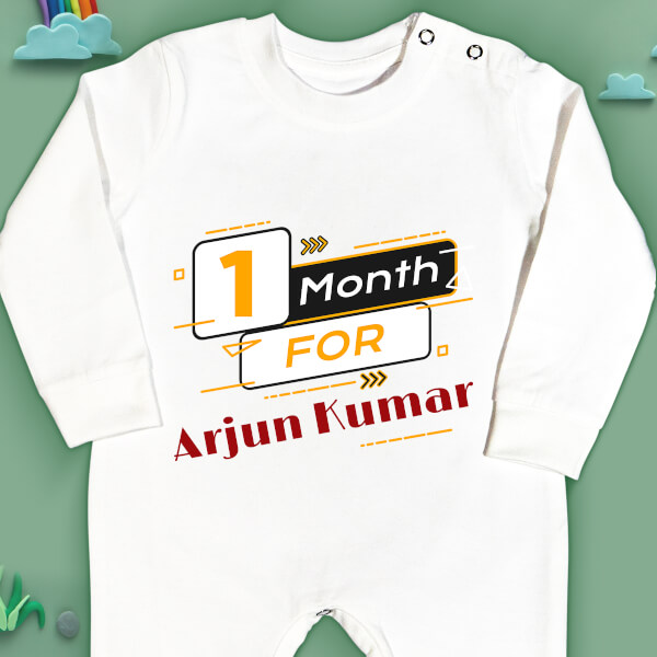 Custom 1 Month For The Baby Racing Styled Monthly Birthday Jumpsuit Design
