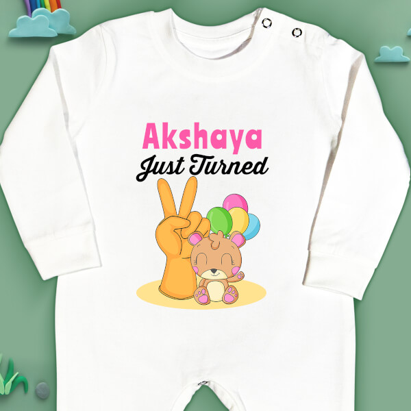 Custom Just Turned 2 Monthly Birthday Jumpsuit Design