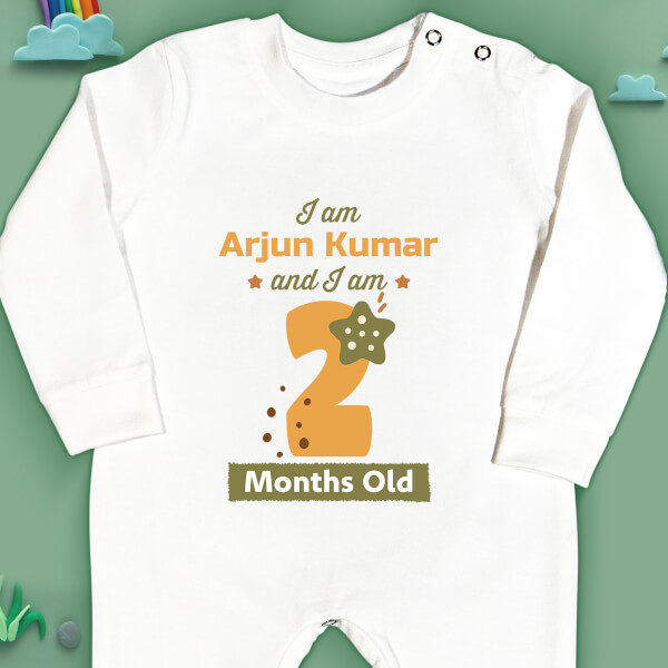 Custom I Am 2 Months Old Baby Monthly Birthday Jumpsuit Design