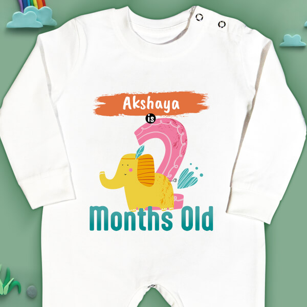 Custom Baby is 2 Months Old Monthly Birthday Jumpsuit Design