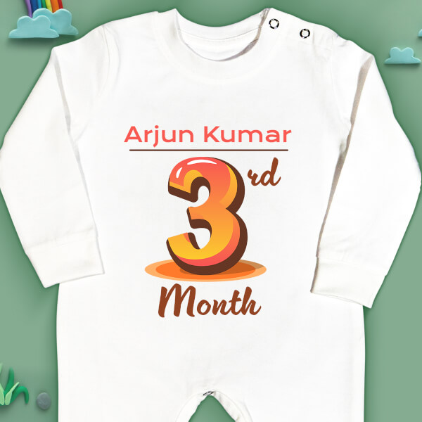 Custom 3rd Month of The Baby Monthly Birthday Jumpsuit Design