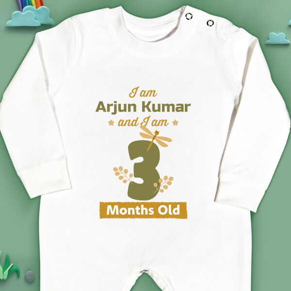 Custom I Am 3 Months Old Baby Monthly Birthday Jumpsuit Design