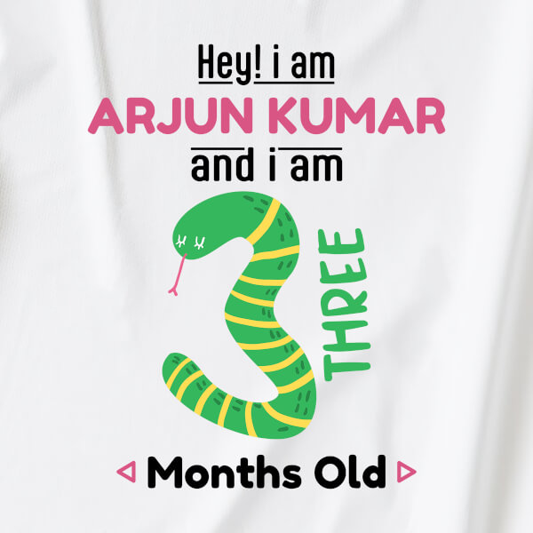 Custom Hey I Am 3 Months Old Baby Monthly Birthday Jumpsuit Design