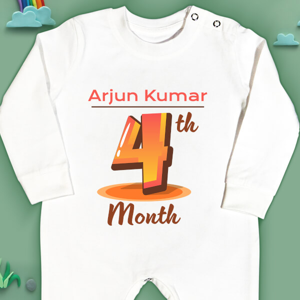 Custom 4th Month of The Baby Monthly Birthday Jumpsuit Design